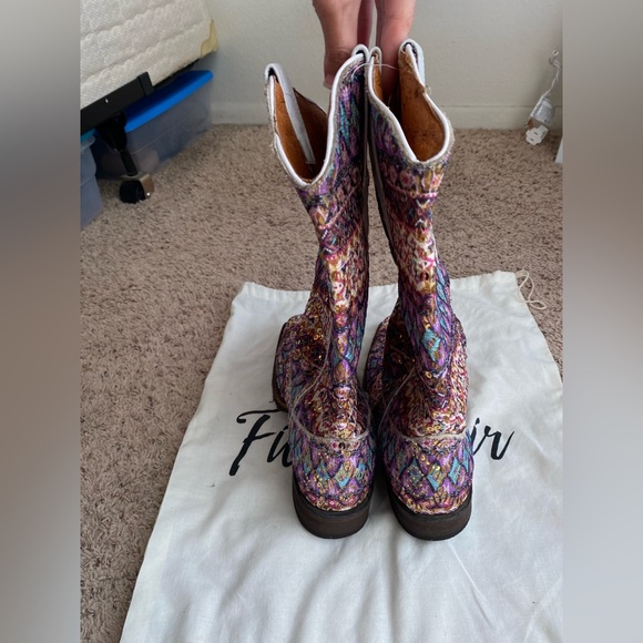 Tanner Mark TML37000 Purple Serape Square Toe Sequin Cowgirl Boot - Picture 3 of 12